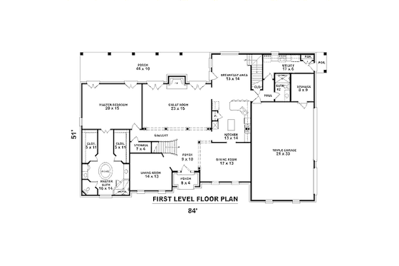 Floor Plan - Main Floor for Traditional House Plan #81-13812 - 5 bed, 4.5 bath