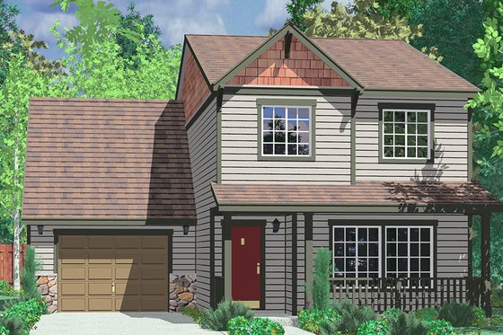 Exterior - Front Elevation for Traditional House Plan #303-350 - 4 bed, 2.5 bath