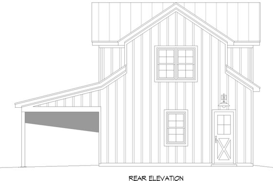 Exterior - Rear Elevation for Country House Plan #932-355, 1 bath