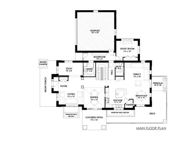 Contemporary Floor Plan - Main Floor Plan #1042-16