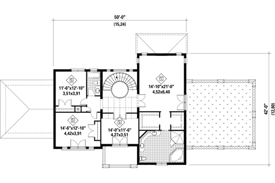 Floor Plan - Upper Floor for European House Plan #25-4757 - 4 bed, 2 bath