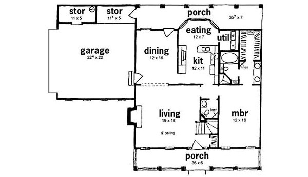 Dream House Plan - Country Floor Plan - Main Floor Plan #36-199