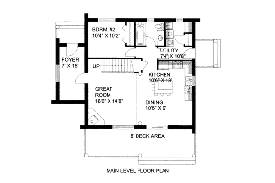 Floor Plan - Main Floor for Log House Plan #117-589 - 2 bed, 2 bath