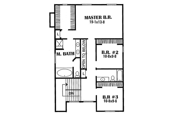 Floor Plan - Upper Floor for Prairie House Plan #50-213 - 3 bed, 2.5 bath