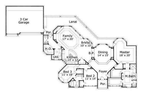 Floor Plan - Main Floor for European House Plan #411-255 - 3 bed, 2.5 bath