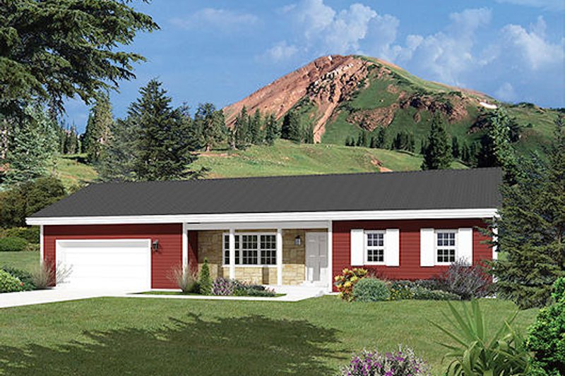 Ranch Style House Plan - 3 Beds 2 Baths 1414 Sq/Ft Plan #57-468