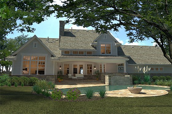 Craftsman style home, rear elevation