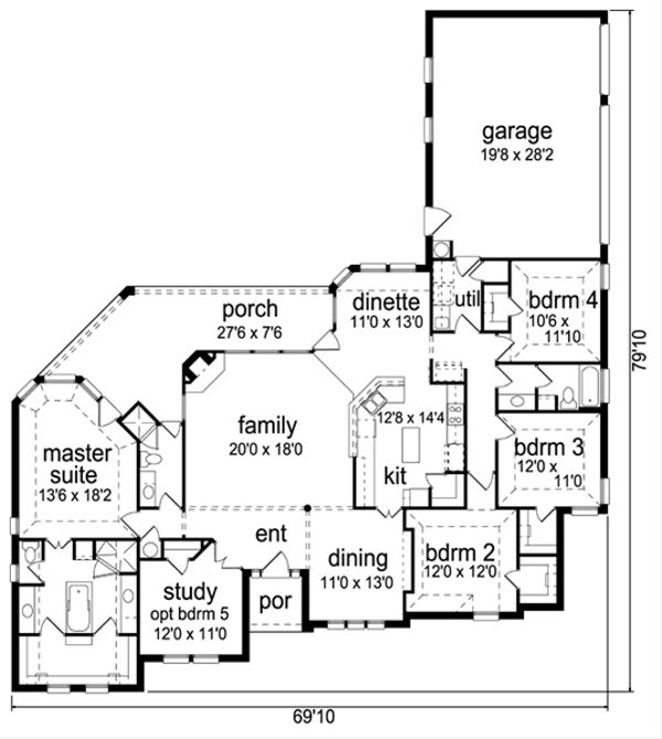 House Plan Design - European Floor Plan - Main Floor Plan #84-555