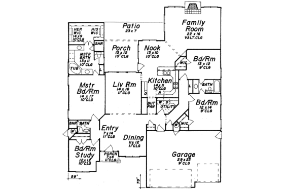 Floor Plan - Main Floor for European House Plan #52-183 - 3 bed, 3 bath