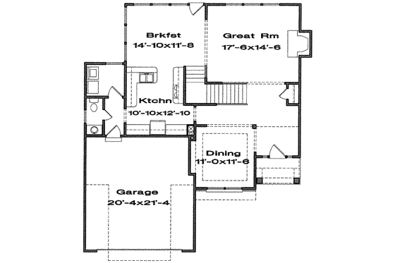 Floor Plan - Main Floor for Traditional House Plan #6-133 - 4 bed, 3.5 bath