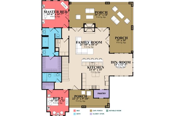 Floor Plan - Main Floor for Country House Plan #63-427 - 4 bed, 3 bath