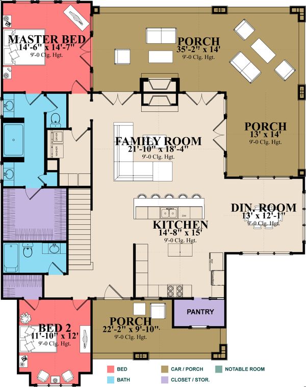 House Design - Country Floor Plan - Main Floor Plan #63-427