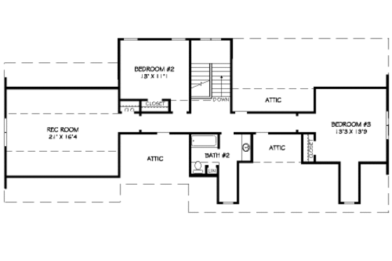 Floor Plan - Upper Floor for Bungalow House Plan #424-381 - 3 bed, 2.5 bath