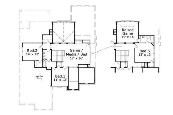 Floor Plan - Upper Floor for European House Plan #411-367 - 4 bed, 2.5 bath