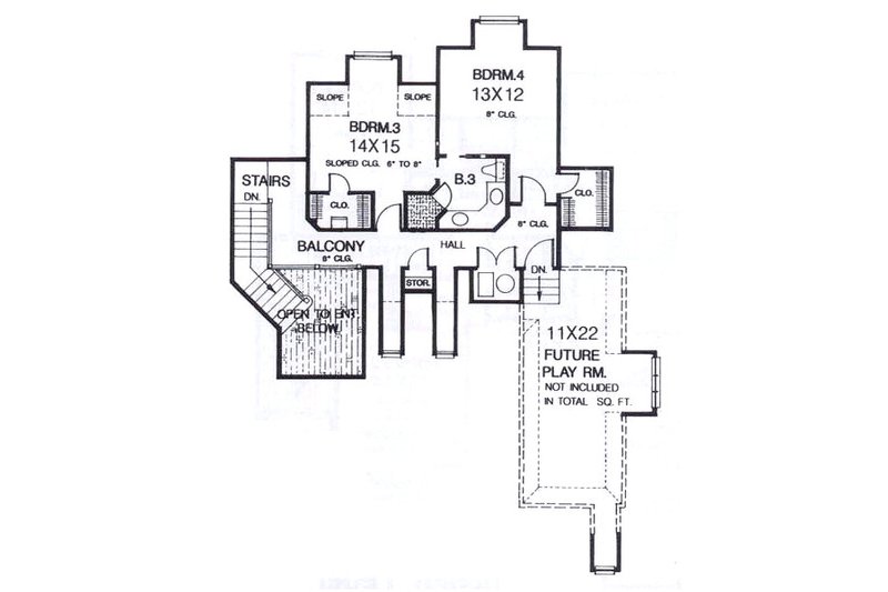 House Design - Floor Plan - Upper Floor for European House Plan #310-938 - 4 bed, 3.5 bath