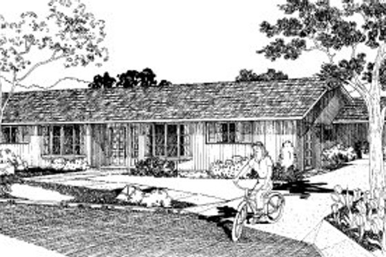 Exterior - Front Elevation for Ranch House Plan #303-165 - 2 bed, 1 bath