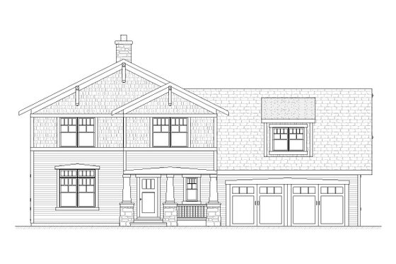 Exterior - Front Elevation 3 for Craftsman House Plan #901-55 - 4 bed, 3.5 bath