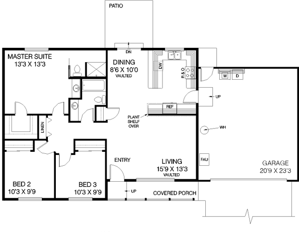 Architectural House Design - Ranch Floor Plan - Main Floor Plan #60-445