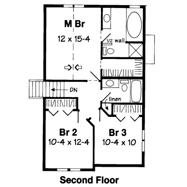 Traditional Floor Plan - Upper Floor Plan #312-386