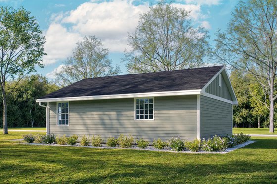 Exterior - Rear Elevation for Ranch House Plan #57-242 - 2 bed, 1 bath