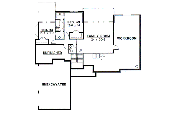 Traditional Floor Plan - Lower Floor Plan #67-330
