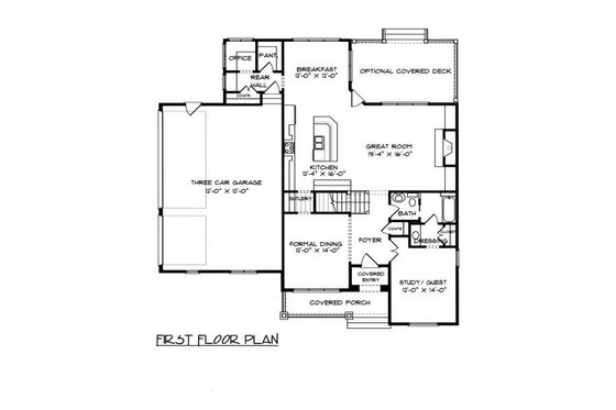 Floor Plan - Main Floor for Tudor House Plan #413-139 - 4 bed, 3 bath