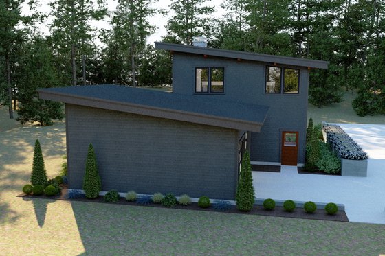 Exterior - Rear Elevation for Contemporary House Plan #1070-14 - 3 bed, 2.5 bath