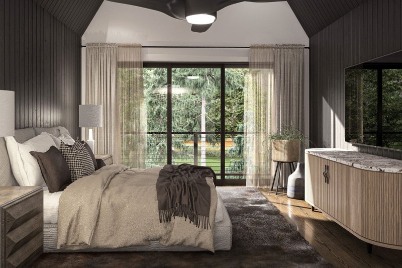 House Blueprint - Interior - Master Bedroom for Cabin House Plan #455-484 - 3 bed, 2 bath