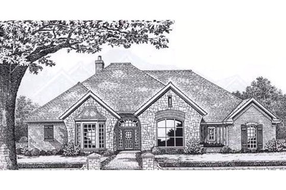 Exterior - Front Elevation for European House Plan #310-861 - 3 bed, 2.5 bath
