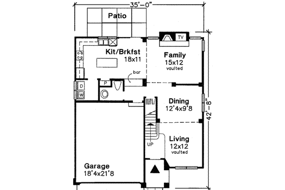 Floor Plan - Main Floor for Traditional House Plan #320-109 - 3 bed, 2.5 bath
