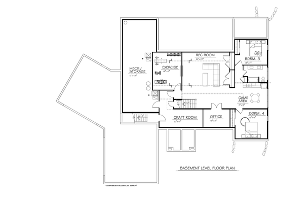 Architectural House Design - Floor Plan - Lower Floor for Modern House Plan #1122-11 - 2 bed, 3 bath