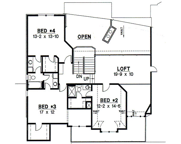 Traditional Floor Plan - Upper Floor Plan #67-298