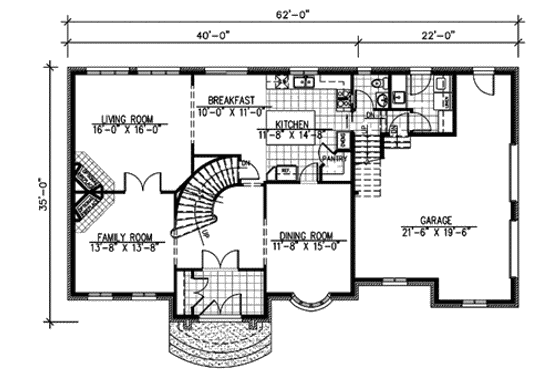Floor Plan - Main Floor for European House Plan #138-294 - 4 bed, 2.5 bath