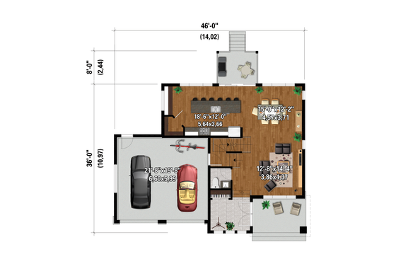 Floor Plan - Main Floor for Farmhouse House Plan #25-4959 - 3 bed, 2 bath