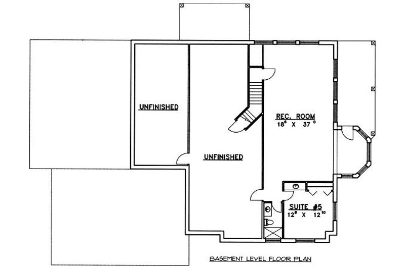 Home Plan - Floor Plan - Lower Floor for Modern House Plan #117-524 - 5 bed, 4.5 bath