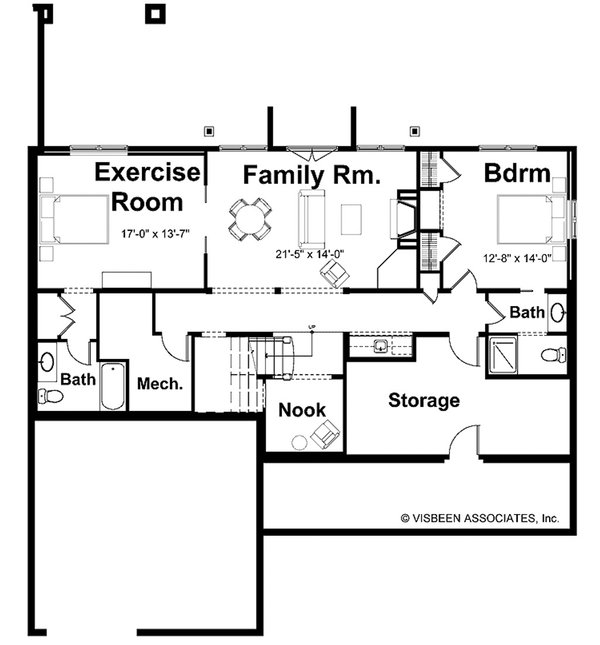 Dream House Plan - Floor Plan - Lower Floor for Farmhouse House Plan #928-436 - 2 bed, 3.5 bath