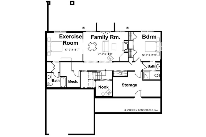 Dream House Plan - Floor Plan - Lower Floor for Farmhouse House Plan #928-436 - 2 bed, 3.5 bath
