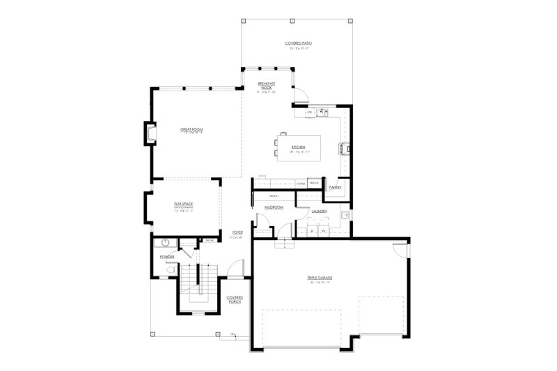 House Blueprint - Floor Plan - Main Floor for Farmhouse House Plan #1114-68 - 4 bed, 3.5 bath