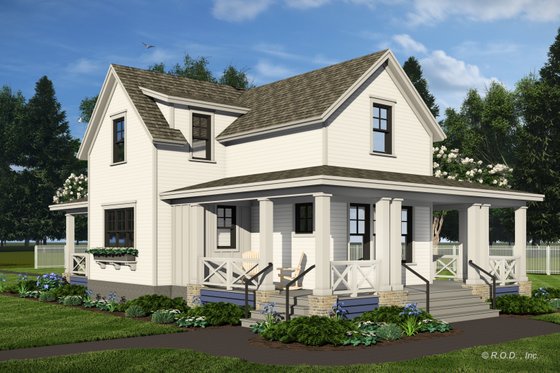 Exterior - Front Elevation 4 for Farmhouse House Plan #51-1269 - 3 bed, 3.5 bath