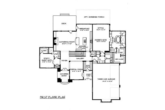 Floor Plan - Main Floor for European House Plan #413-148 - 5 bed, 4 bath