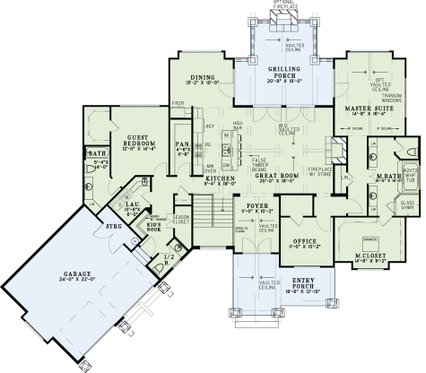 Floor Plan - Main Floor for Traditional House Plan #17-3430 - 5 bed, 5.5 bath
