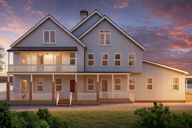 Dream House Plan - Exterior - Front Elevation 7 for Farmhouse House Plan #542-10 - 5 bed, 6 bath