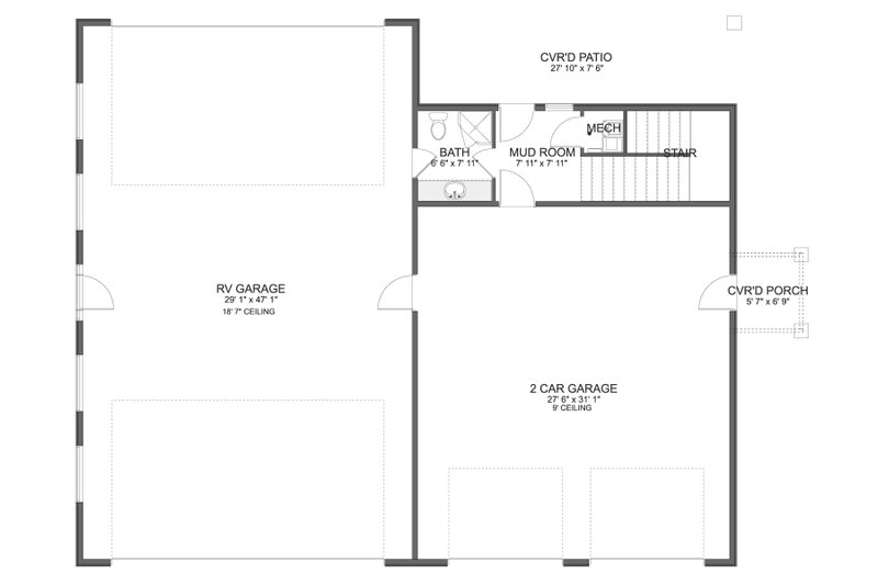 House Plan Design - Floor Plan - Main Floor for Barndominium House Plan #1060-371 - 1 bed, 2 bath
