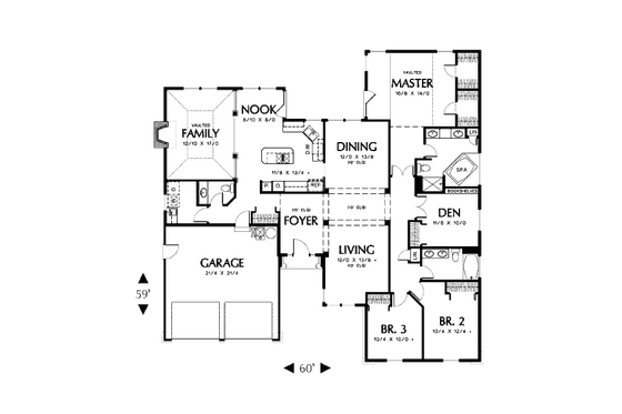 Floor Plan - Main Floor for Traditional House Plan #48-418 - 3 bed, 2.5 bath
