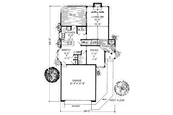 Floor Plan - Main Floor for Traditional House Plan #312-256 - 3 bed, 2.5 bath