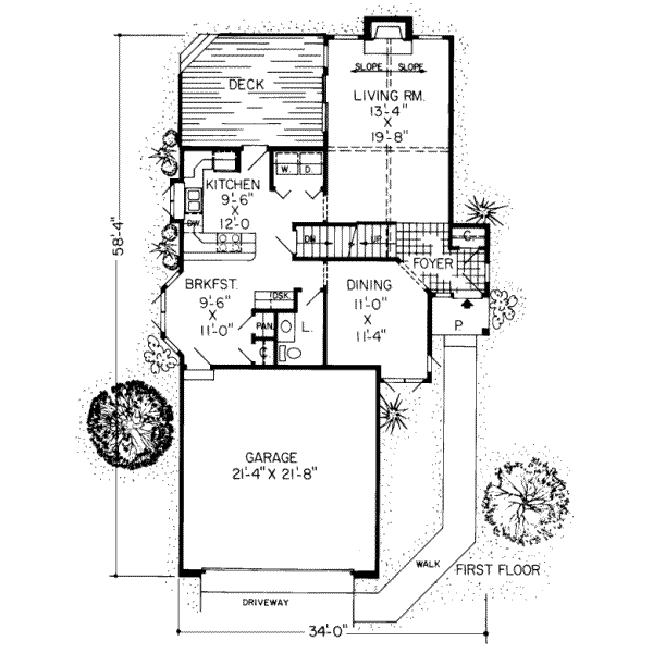 Floor Plan - Main Floor for Traditional House Plan #312-256 - 3 bed, 2.5 bath