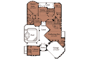 Floor Plan - Main Floor for Mediterranean House Plan #115-103 - 3 bed, 3.5 bath