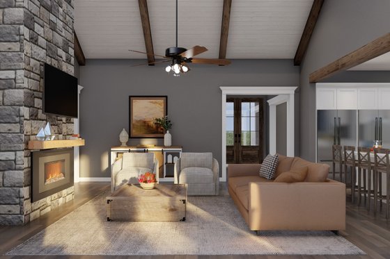 Interior - Family Room for Farmhouse House Plan #923-393 - 3 bed, 3.5 bath