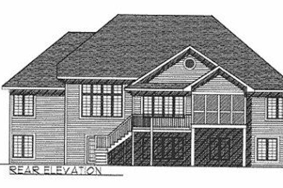 Exterior - Rear Elevation for Traditional House Plan #70-386 - 3 bed, 2 bath