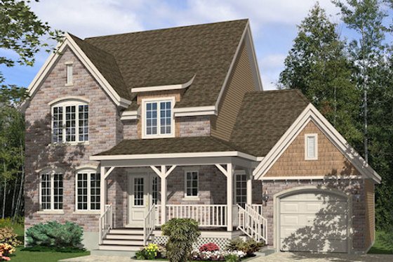 Exterior - Front Elevation for Country House Plan #138-342 - 3 bed, 1.5 bath